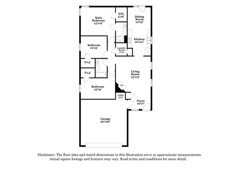 1,615/Mo, 8126 Whitview Dr Indianapolis, IN 46237 Floor Plan View