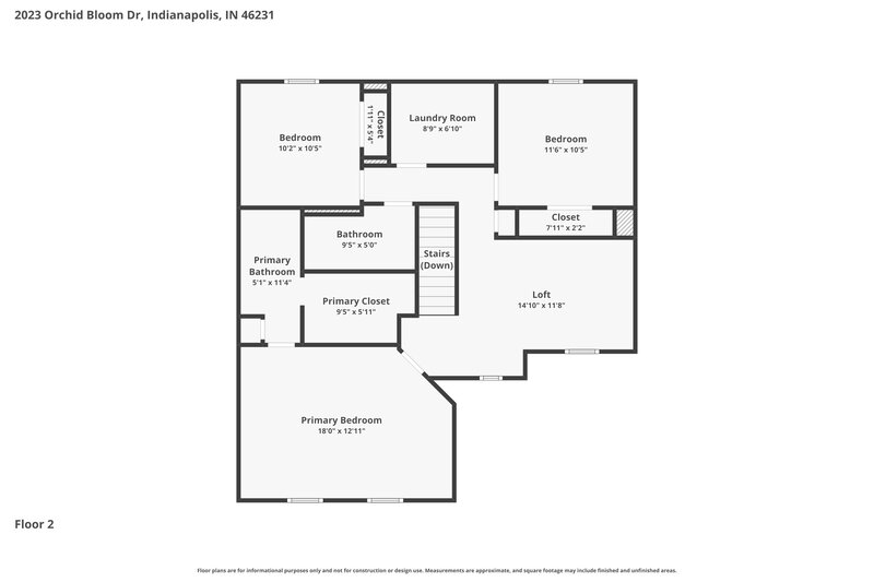 2,090/Mo, 2023 Orchid Bloom Dr Indianapolis, IN 46231 Floor Plan View 2