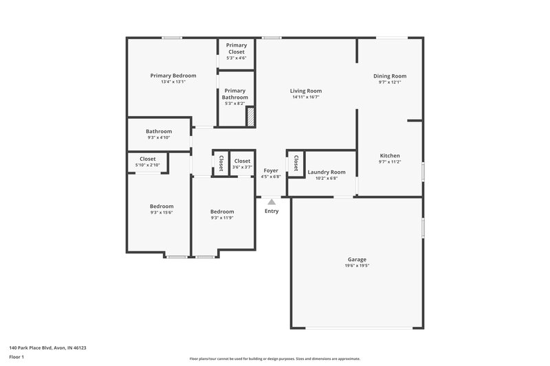 1,860/Mo, 140 Park Place Blvd Avon, IN 46123 Floor Plan View