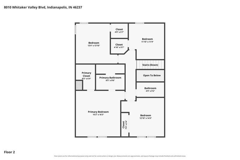 2,170/Mo, 8010 Whitaker Valley Blvd Indianapolis, IN 46237 Floor Plan View 2