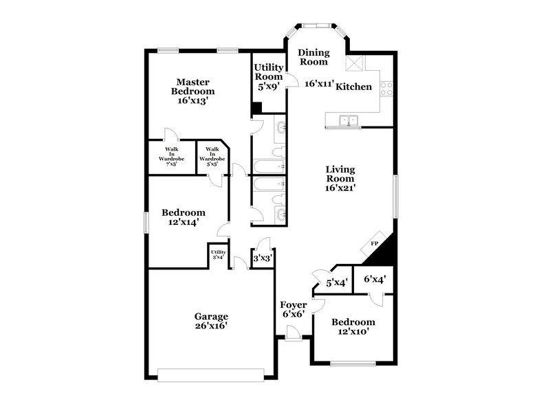 2,300/Mo, 6551 Jarvis Dr Indianapolis, IN 46237 Floor Plan View