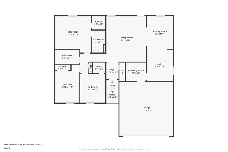 1,835/Mo, 9232 Whitecliff Way Indianapolis, IN 46234 Floor Plan View