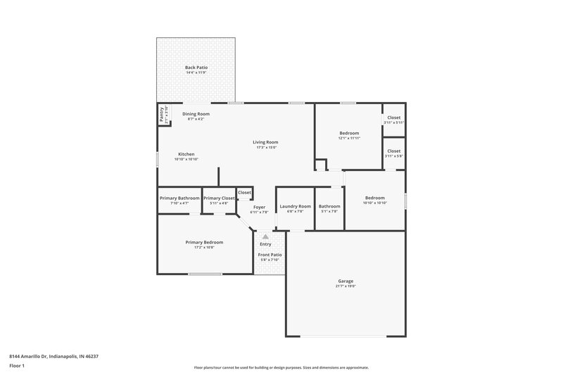1,615/Mo, 8144 Amarillo Dr Indianapolis, IN 46237 Floor Plan View