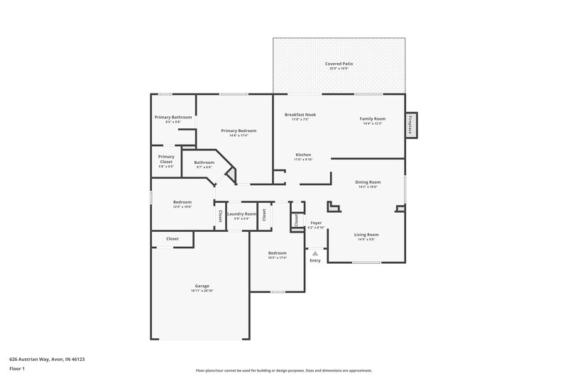 1,920/Mo, 626 Austrian Way Avon, IN 46123 Floor Plan View