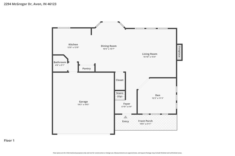 2,375/Mo, 2294 McGregor Dr Avon, IN 46123 Floorplan View