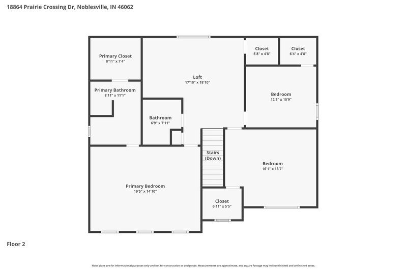 2,190/Mo, 18864 Prairie Crossing Dr Noblesville, IN 46062 Floor Plan View 2