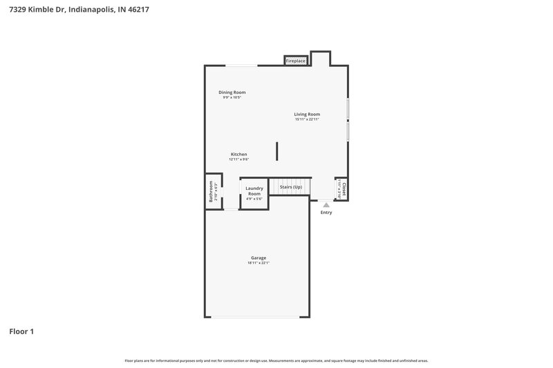 2,010/Mo, 7329 Kimble Dr Indianapolis, IN 46217 Floor Plan View