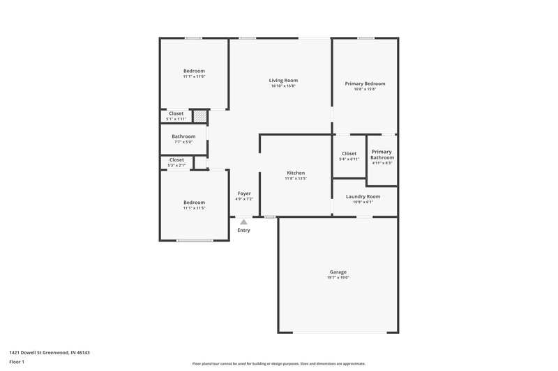 1,720/Mo, 1421 Dowell St Greenwood, IN 46143 Floor Plan View