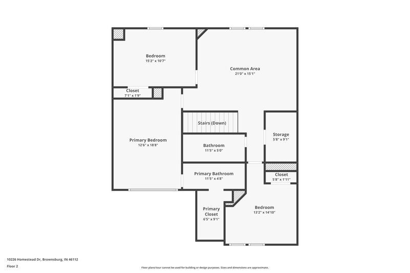 1,900/Mo, 10226 Homestead Dr Brownsburg, IN 46112 Floor Plan View 2