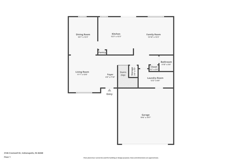 2,060/Mo, 3146 Crestwell Dr Indianapolis, IN 46268 Floor Plan View
