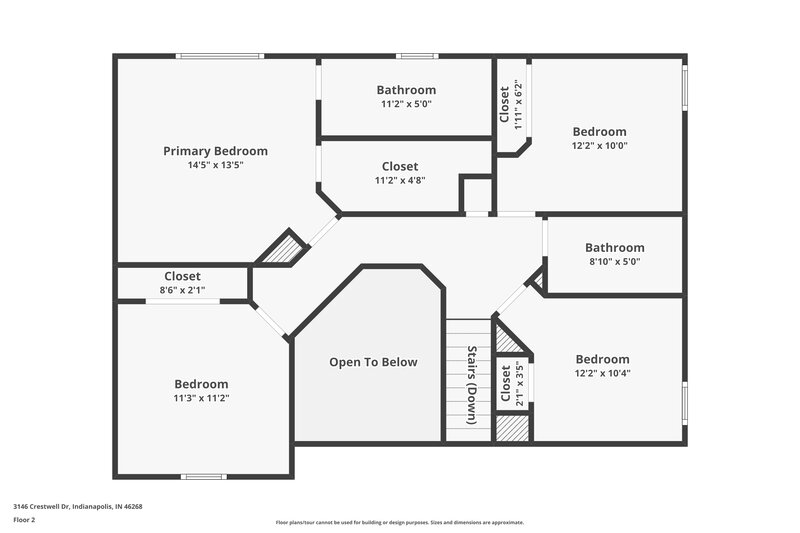 2,060/Mo, 3146 Crestwell Dr Indianapolis, IN 46268 Floor Plan View 2