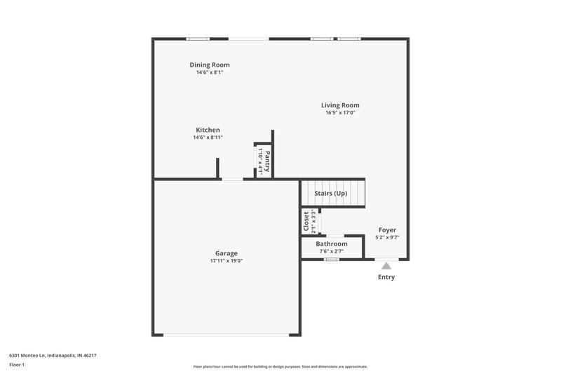 1,675/Mo, 6301 Monteo Ln Indianapolis, IN 46217 Floor Plan View