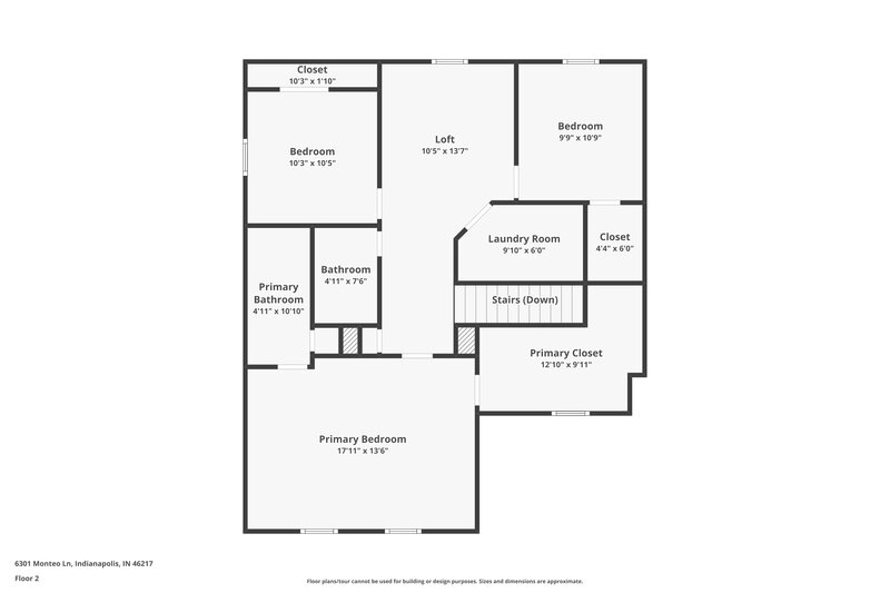 1,675/Mo, 6301 Monteo Ln Indianapolis, IN 46217 Floor Plan View 2