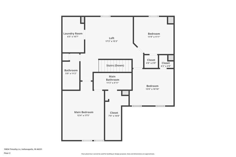 2,065/Mo, 10834 Timothy Ln Indianapolis, IN 46231 Floor Plan View 2