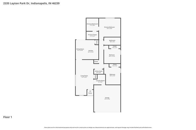 1,755/Mo, 2335 Layton Park Dr Indianapolis, IN 46239 Floor Plan View