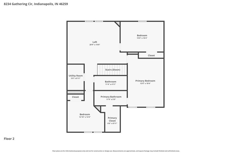 2,200/Mo, 8234 Gathering Cir Indianapolis, IN 46259 Floor Plan View 2