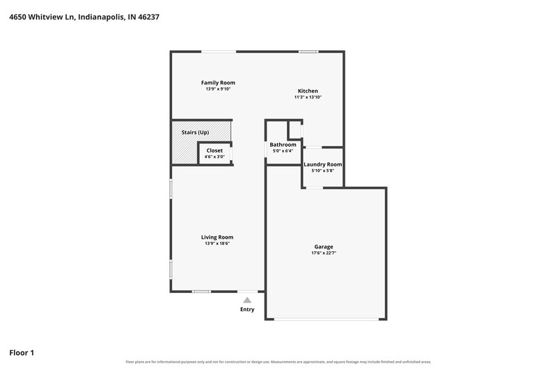 2,025/Mo, 4650 Whitview Ln Indianapolis, IN 46237 Floorplan View