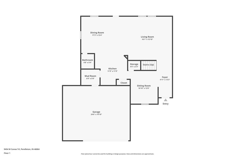 1,985/Mo, 9454 W Canoe Trl Pendleton, IN 46064 Floor Plan View