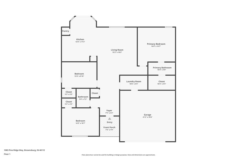 2,155/Mo, 1083 Pine Ridge Way Brownsburg, IN 46112 Floor Plan View