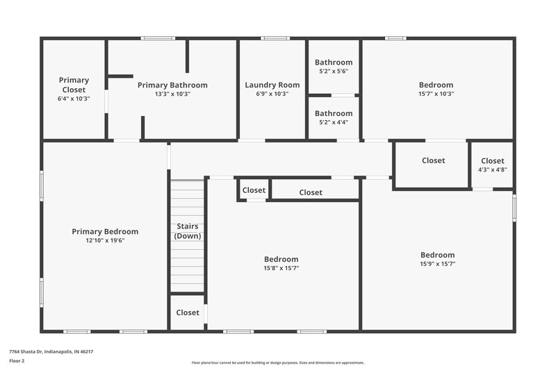 2,455/Mo, 7764 Shasta Dr Indianapolis, IN 46217 Floor Plan View 2