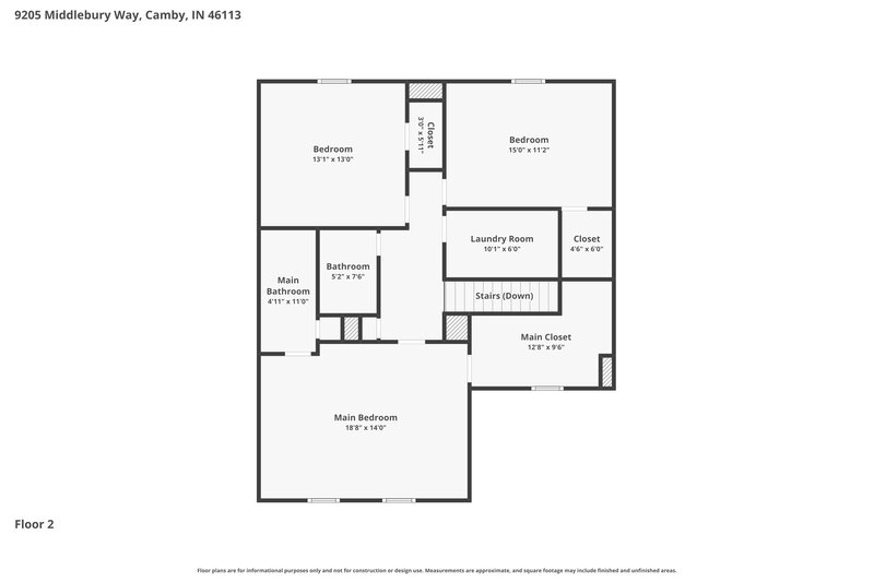 1,760/Mo, 9205 Middlebury Way Camby, IN 46113 Floor Plan View