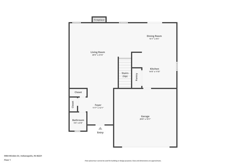 2,120/Mo, 5904 Minden Dr Indianapolis, IN 46221 Floor Plan View