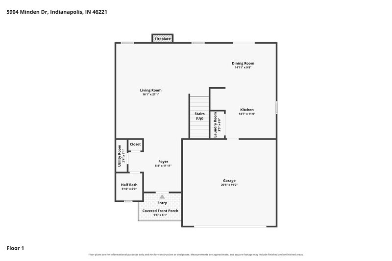 2,060/Mo, 5904 Minden Dr Indianapolis, IN 46221 Floor Plan View
