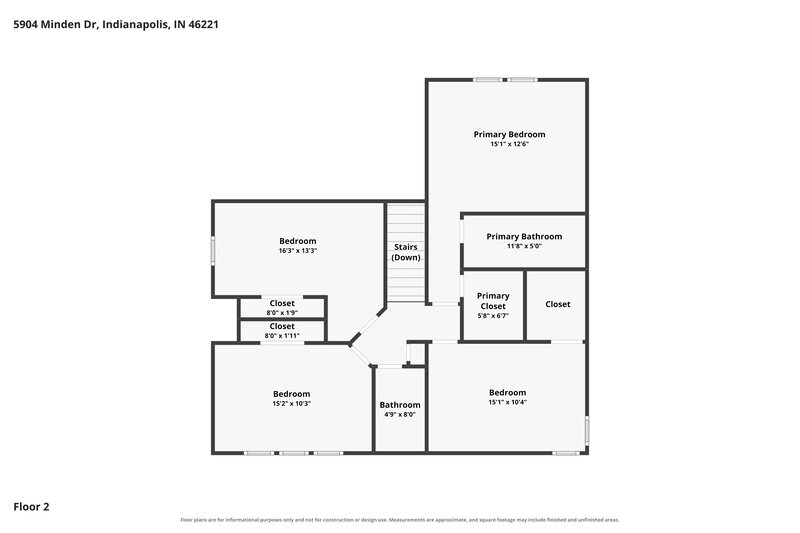 2,060/Mo, 5904 Minden Dr Indianapolis, IN 46221 Floor Plan View 2
