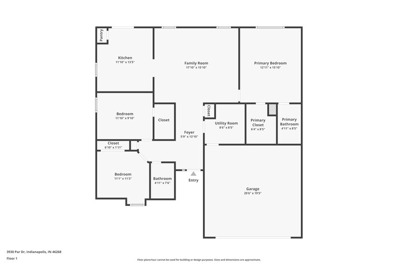 1,730/Mo, 3930 Par Dr Indianapolis, IN 46268 Floor Plan View