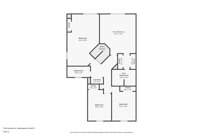 2,115/Mo, 7310 Atmore Dr Indianapolis, IN 46217 Floor Plan View 2