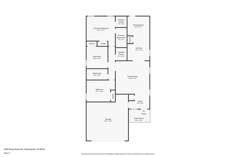 1,750/Mo, 4049 Mossy Bank Rd Indianapolis, IN 46234 Floor Plan View