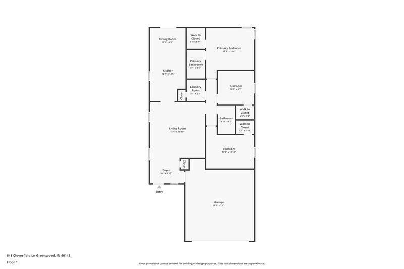 1,695/Mo, 648 Cloverfield Ln Greenwood, IN 46143 Floor Plan View