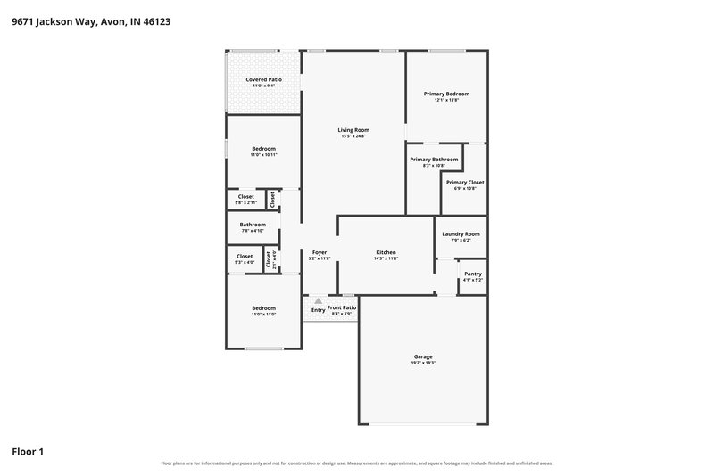1,825/Mo, 9671 Jackson Way Avon, IN 46123 Floor Plan View