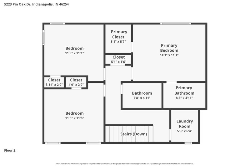 1,900/Mo, 5223 Pin Oak Dr Indianapolis, IN 46254 Floorplan View 2