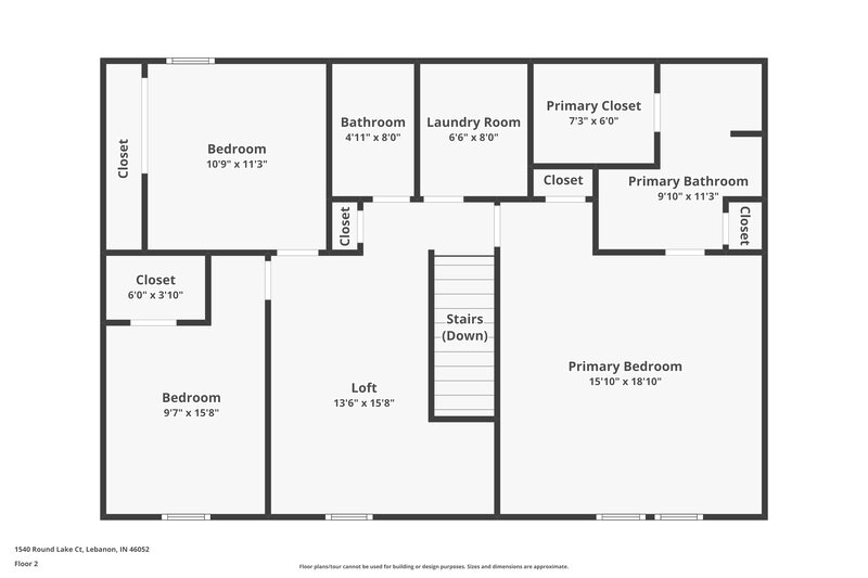 2,070/Mo, 1540 Round Lake Ct Lebanon, IN 46052 Floor Plan View 2