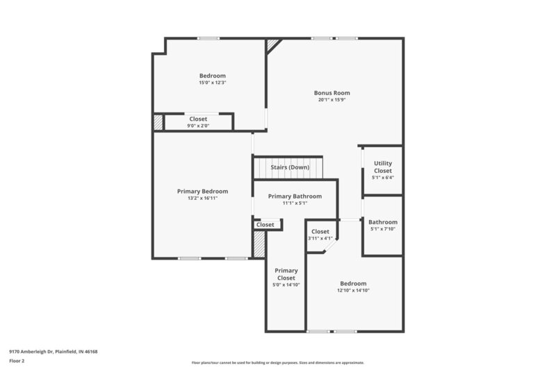 1,825/Mo, 9170 Amberleigh Dr Plainfield, IN 46168 Floorplan View