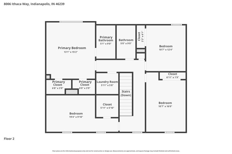 2,045/Mo, 8006 Ithaca Way Indianapolis, IN 46239 Floor Plan View 2
