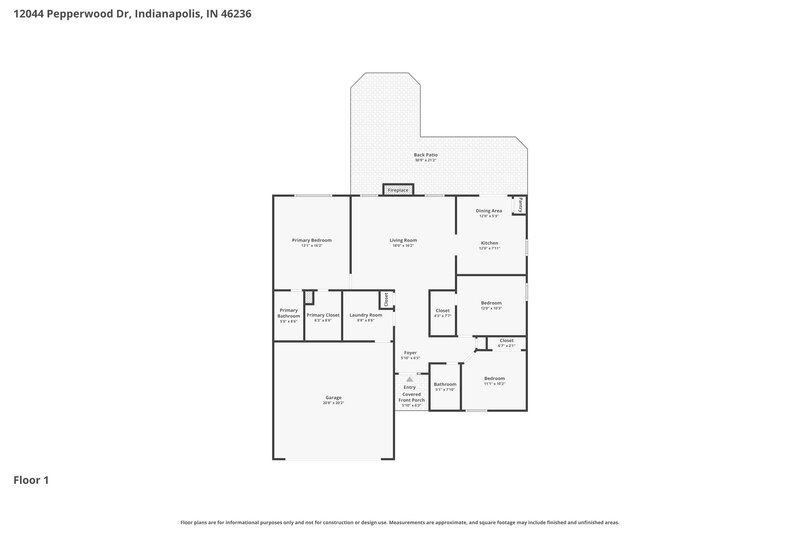 1,910/Mo, 12044 Pepperwood Dr Indianapolis, IN 46236 Floor Plan View