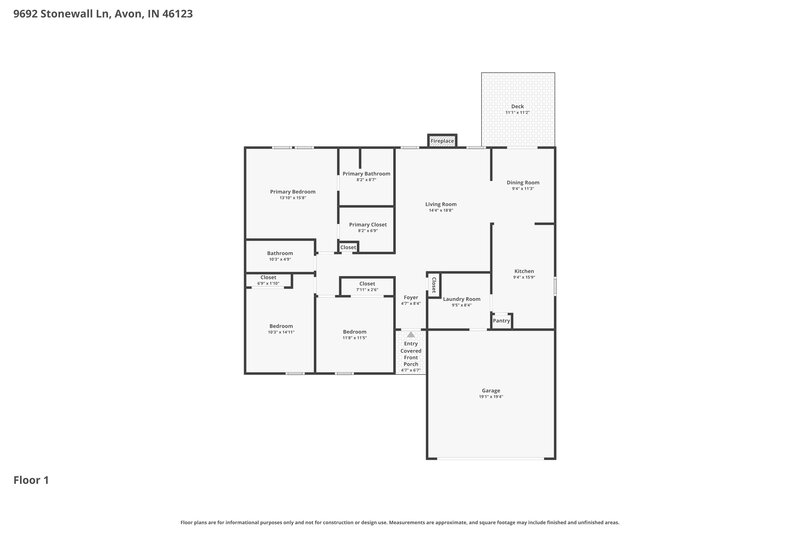 2,150/Mo, 9692 Stonewall Ln Avon, IN 46123 Floor Plan View