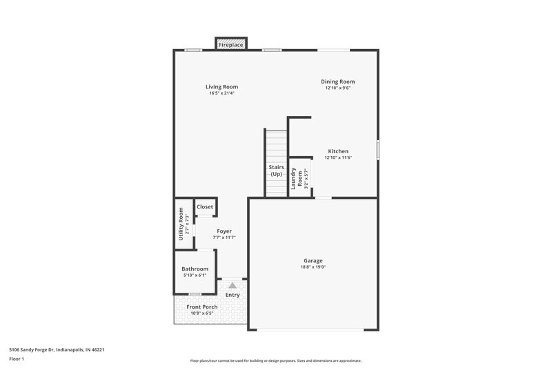 1,860/Mo, 5106 Sandy Forge Dr Indianapolis, IN 46221 Floor Plan View 2