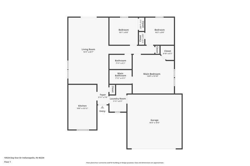 1,685/Mo, 10524 Day Star Dr Indianapolis, IN 46234 Floor Plan View