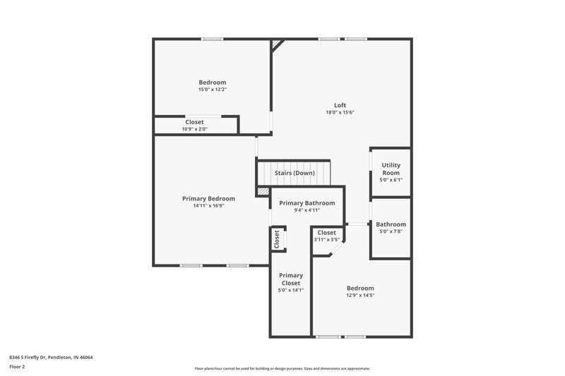 1,890/Mo, 8346 S Firefly Dr Pendleton, IN 46064 Floor Plan View 2