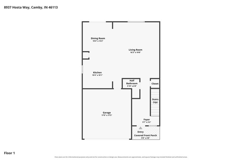 1,915/Mo, 8937 Hosta Way Camby, IN 46113 Floor Plan View