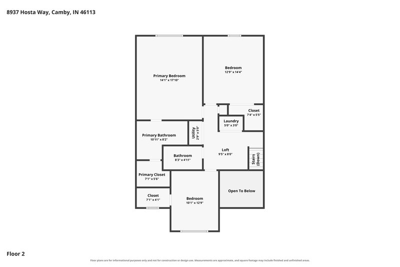 1,915/Mo, 8937 Hosta Way Camby, IN 46113 Floor Plan View 2