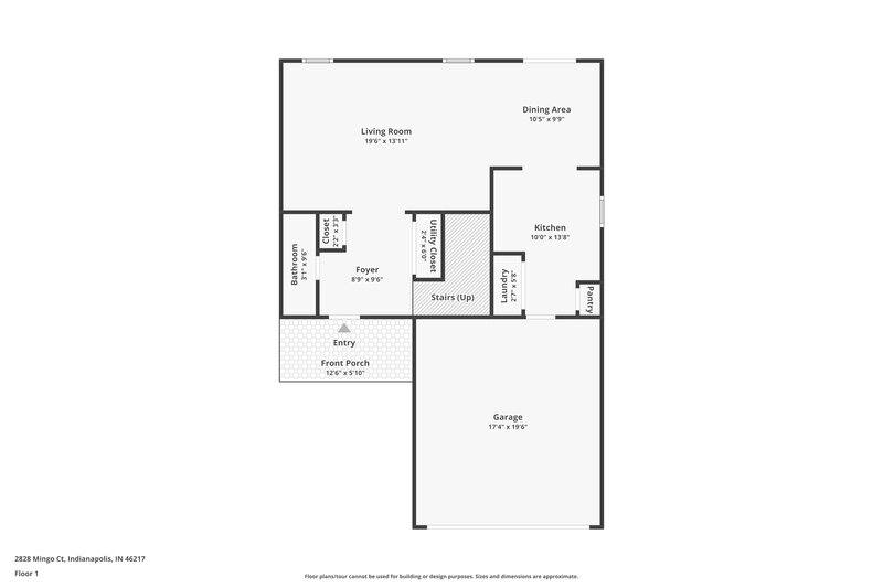 1,800/Mo, 2828 Mingo Ct Indianapolis, IN 46217 Floor Plan View