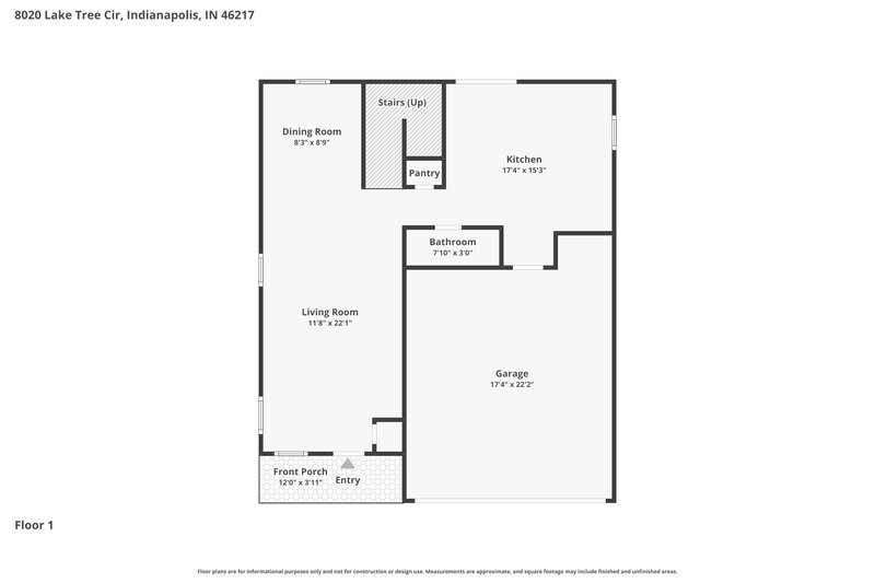 1,870/Mo, 8020 Lake Tree Cir Indianapolis, IN 46217 Floor Plan View