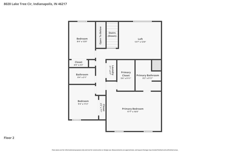 1,870/Mo, 8020 Lake Tree Cir Indianapolis, IN 46217 Floor Plan View 2