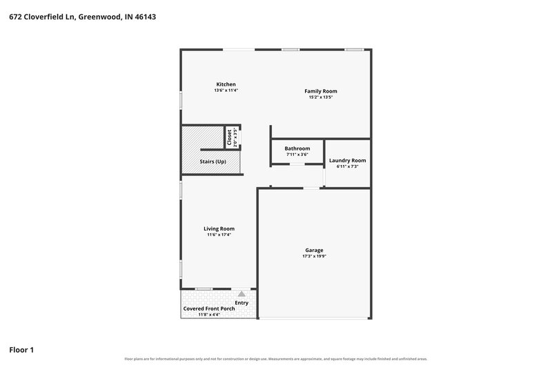 1,980/Mo, 672 Cloverfield Ln Greenwood, IN 46143 Floor Plan View