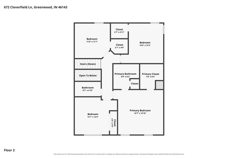 1,980/Mo, 672 Cloverfield Ln Greenwood, IN 46143 Floor Plan View 2