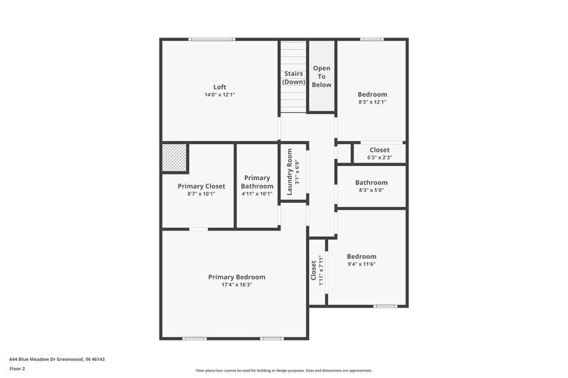 1,775/Mo, 644 Blue Meadow Dr Greenwood, IN 46143 Floor Plan View